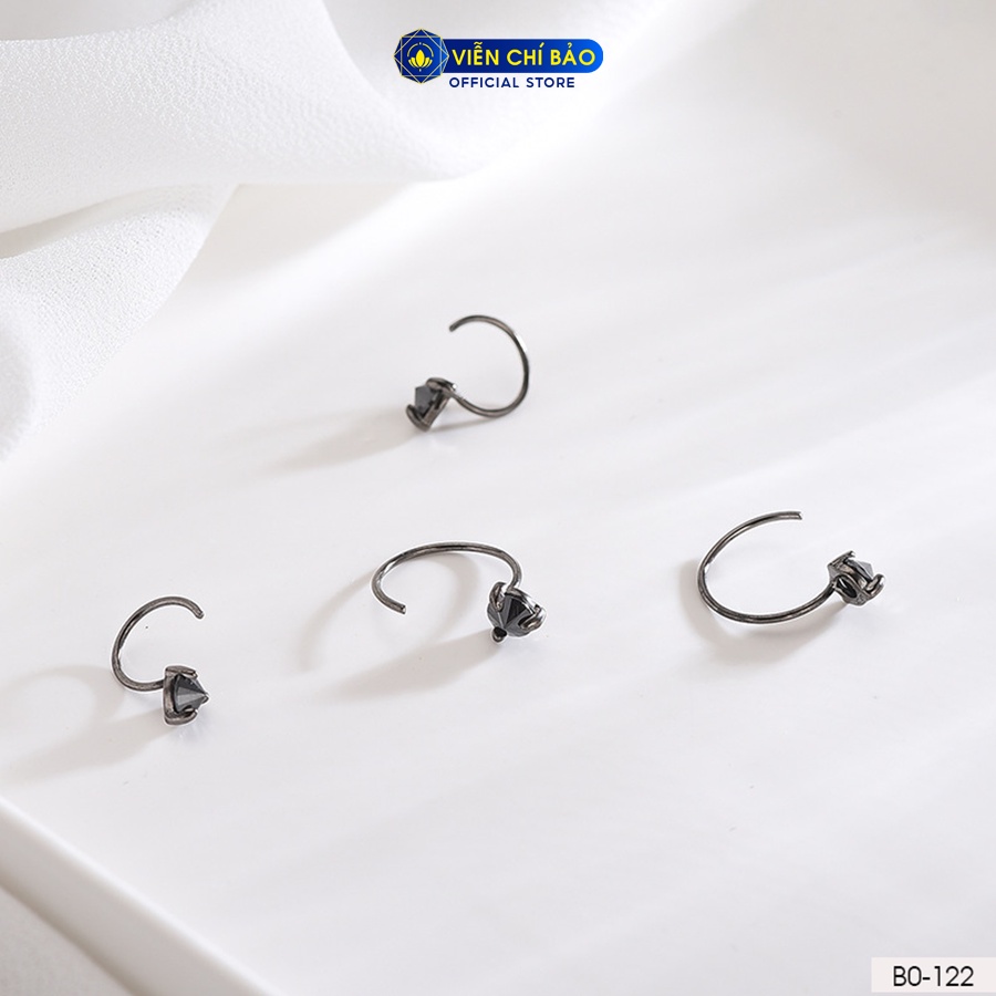Khuyên tai bạc nữ móc câu đá đen chất liệu bạc 925 thời trang phụ kiện trang sức Viễn Chí Bảo B000122