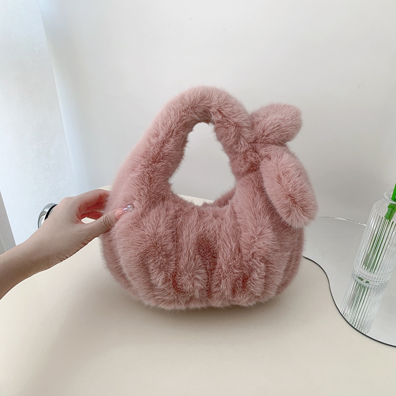 Túi xách lông nhung IELGY có khóa kéo phong cách Hàn Quốc thời trang cho nữ