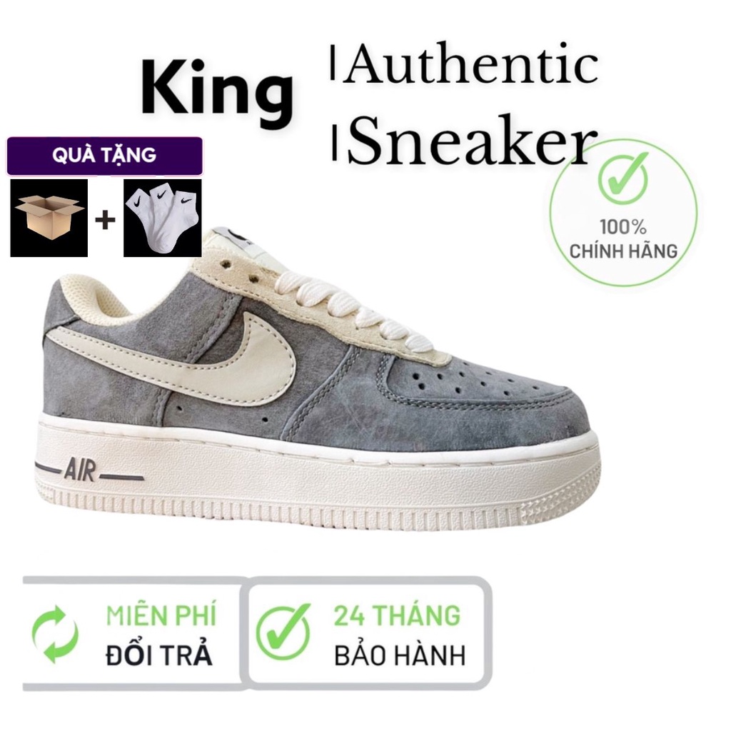 Giày Thể Thao AF1 xám lông chuột cổ thấp, giày sneaker air force 1 da lộn màu xám hot 2022
