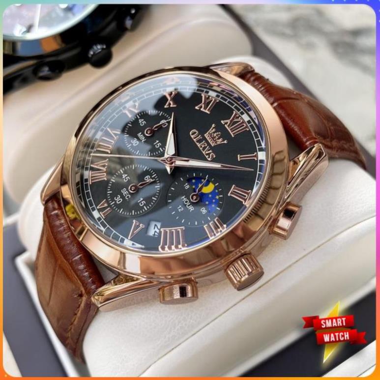 OLEVS 2871 Đồng hồ nam chính hãng Lịch chuyển động thạch anh Mặt số phát sáng chống thấm nước bảo hành 12 tháng.
