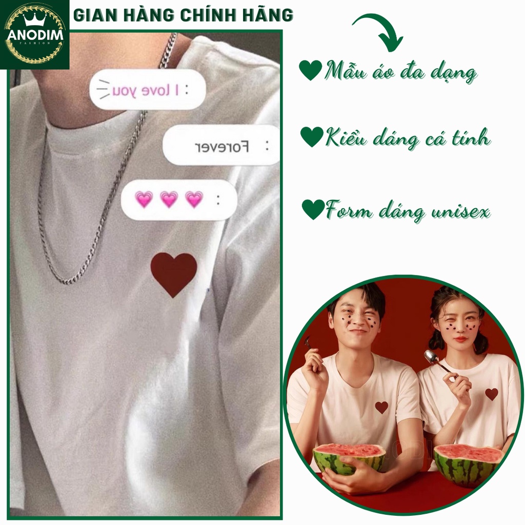 Áo đôi, áo thun cặp nam nữ in TRÁI TIM ĐỎ dễ thương