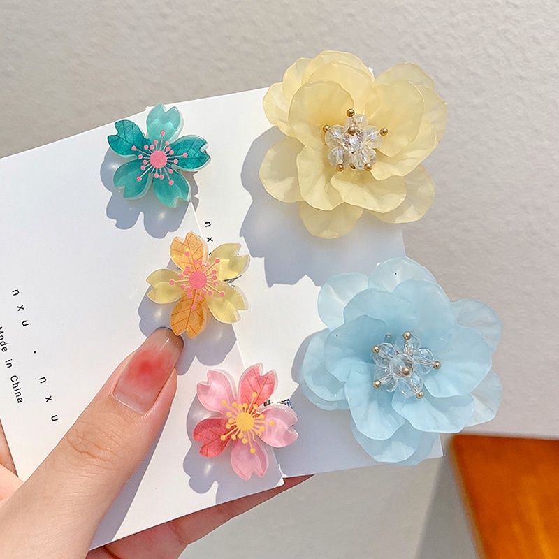 Set 1 / 5 Kẹp Tóc Đính Hoa Dễ Thương Cho Bé Gái
