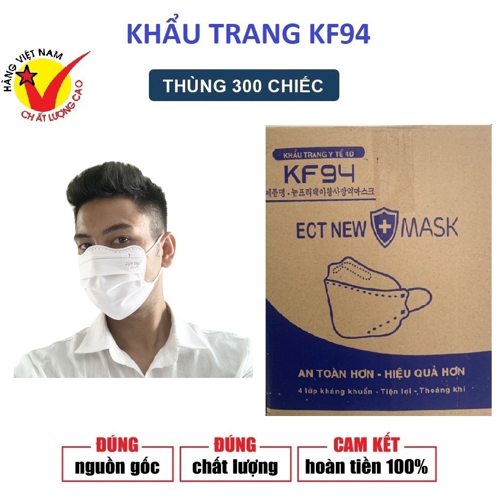 THÙNG 300 CHIẾC KHẨU TRANG CÁ 4D KF94 DUY TÂN ETC/ HOÀNG DŨNG/ ĐẠI PHÁT MASK