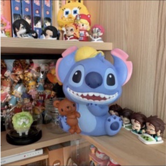 Tượng thạch cao tô màu Stitch ôm gấu size XXL cao cấp