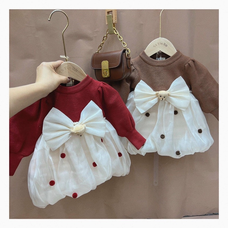 váy cotton rút dây cho bé gái