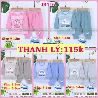 Thanh lý jb416 bộ cổ tròn kẻ bambo judoby 3m>>24m (ib