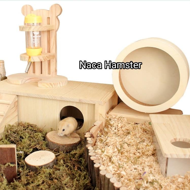 Wheel chạy hamster gỗ tự nhiên có đế