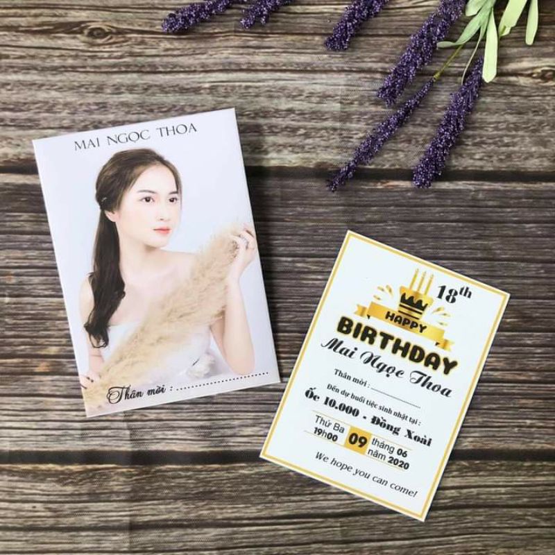 In thiệp sinh nhật thiết kế có in ảnh theo yêu cầu 3k