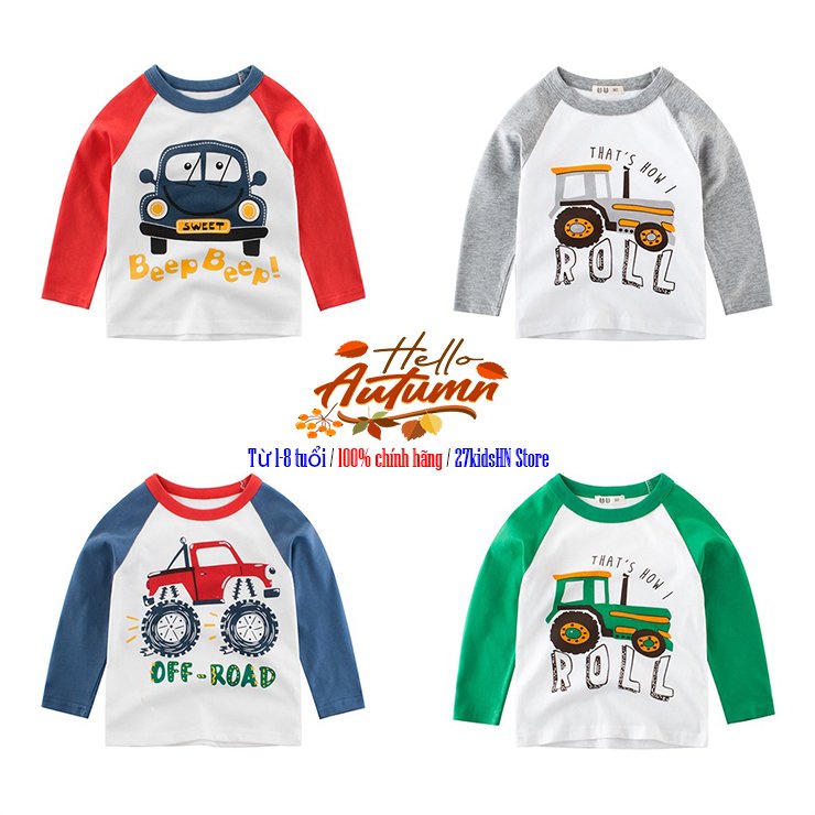 Áo thun dài tay cho bé 27KidsHN áo bé trai thu đông hình cực yêu hàng xuất Âu Mỹ