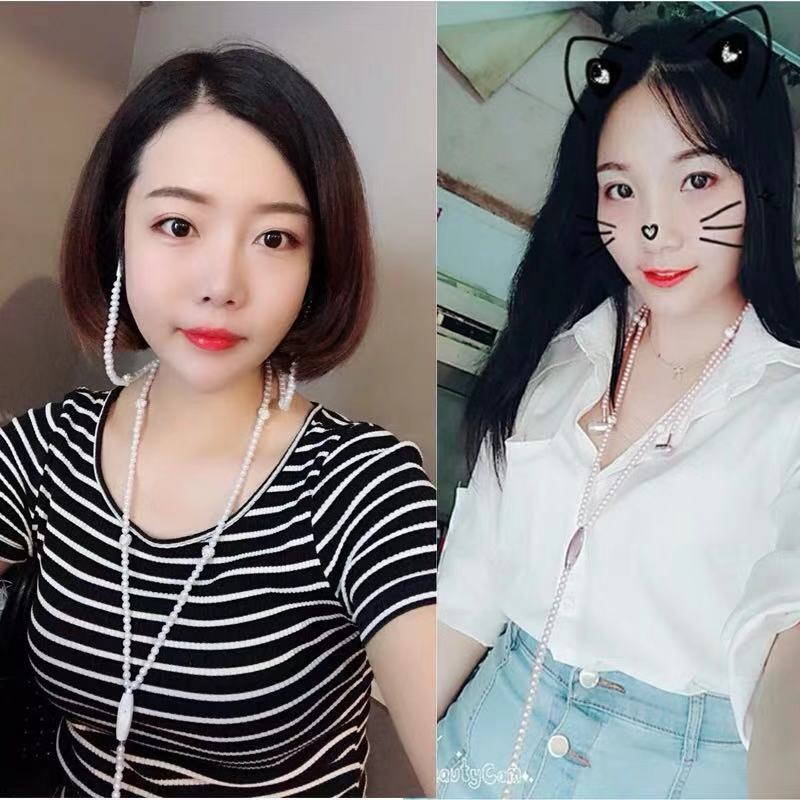 Dây chuyền tai nghe ngọc trai cổ treo tai nghe điện thoại bass tai nghe cô gái đáng yêu tai nghe