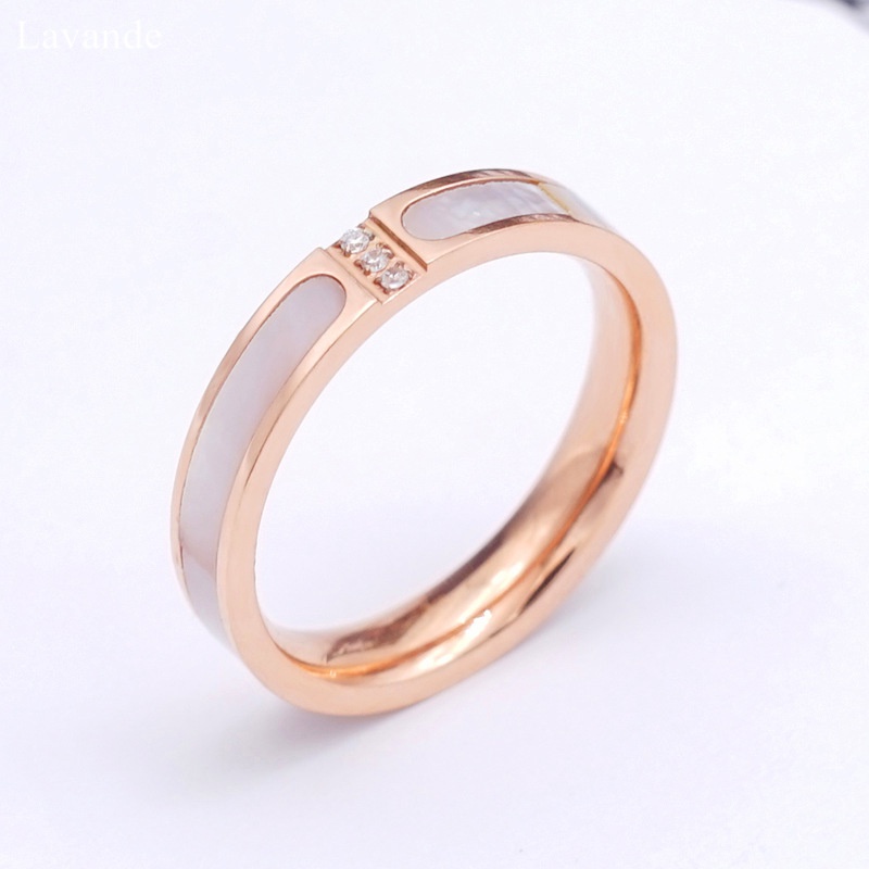 Nhẫn Thép Titan Đính Đá Zircon Trắng Sang Trọng Không Phai Màu 1YN5