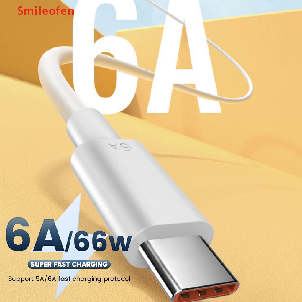 Dây Cáp Sạc Nhanh USB Type-c 2M 6A 66W Cho xiaomi Samsung Huawei