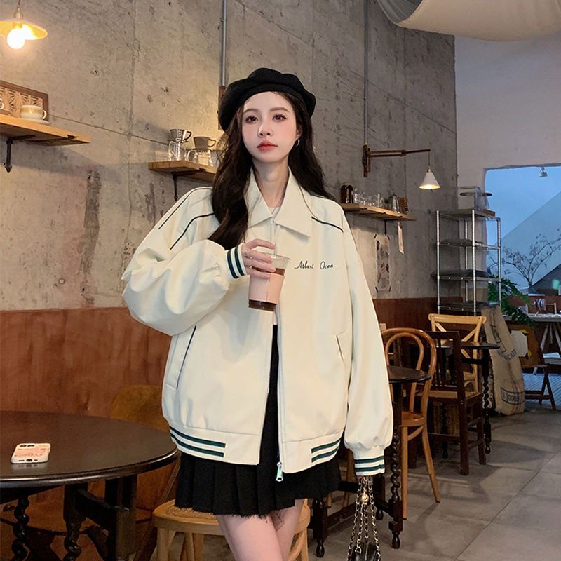 Áo khoác bóng chày COZOKC tay dài dáng rộng kiểu cổ điển Hàn Quốc dễ phối đồ