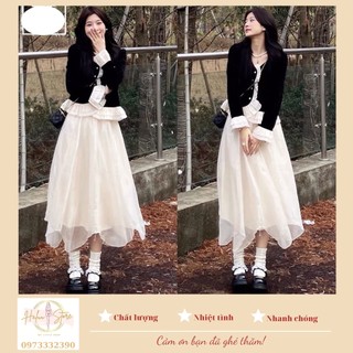 Set Áo Nhung Bèo Kèm Chân Váy HT62 HaLuuStore Thích Hợp Mùa Thu Đông