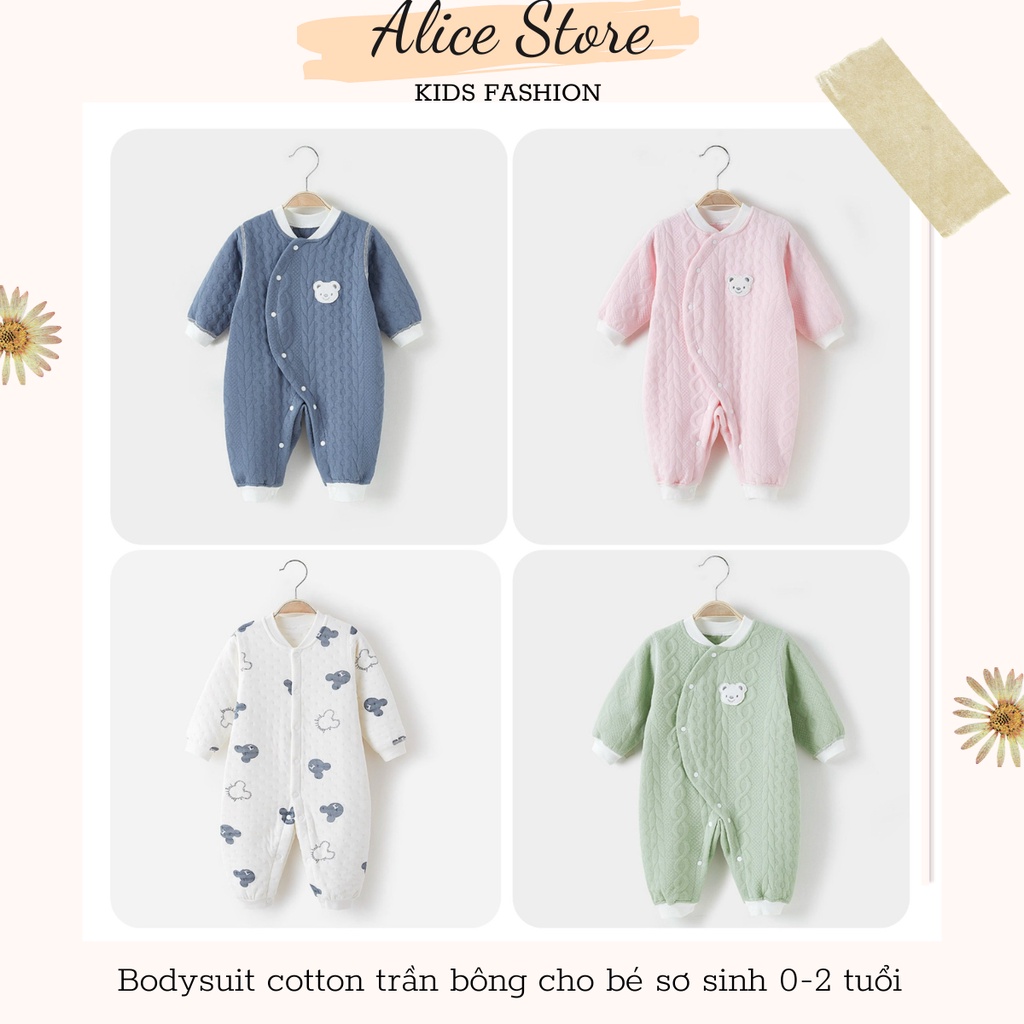 Quần áo sơ sinh mùa đông💖FREESHIP💖Bộ bodysuit cotton trần bông cho bé trai bé gái 0-2 tuổi