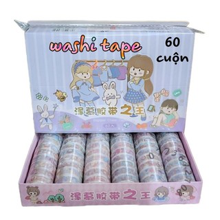 Hộp 60 cuộn băng dán sticker , washi tape 60 pcs cute
