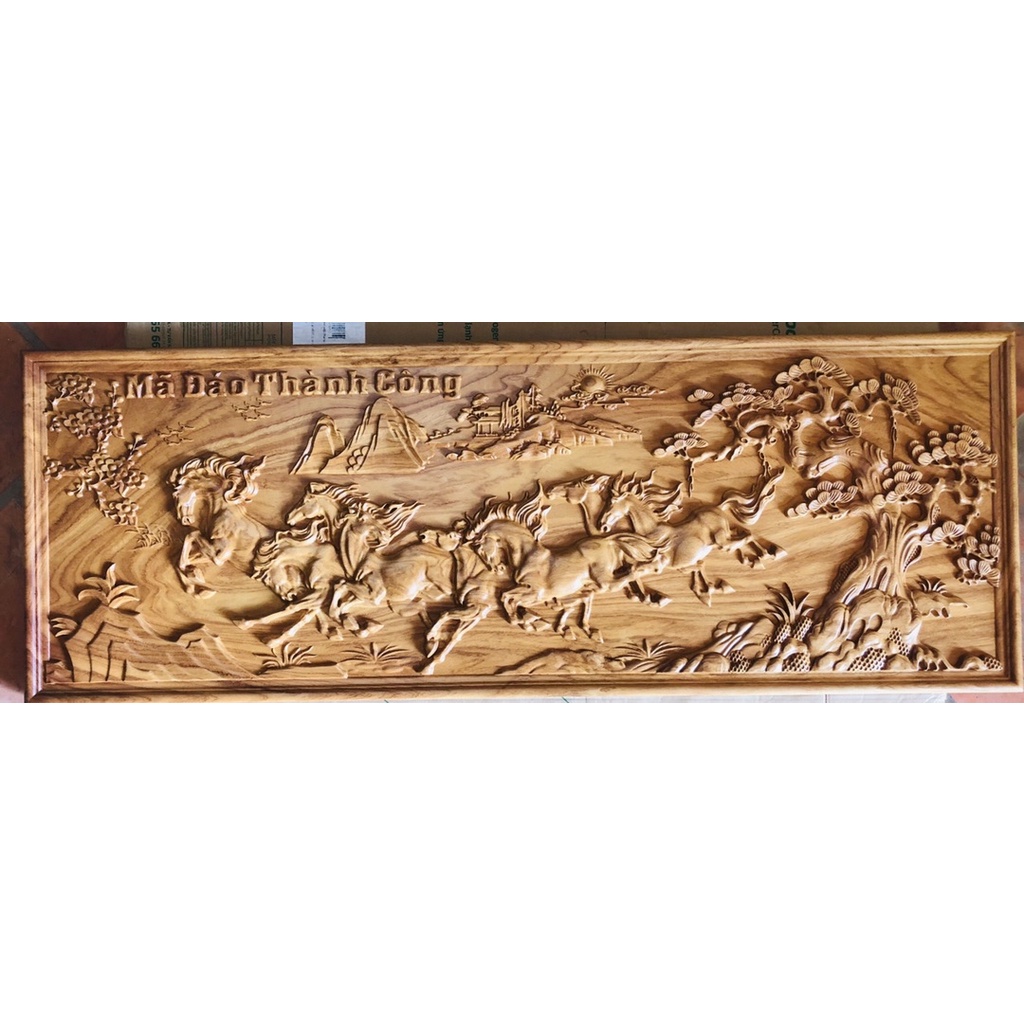 TRANH GỖ TREO TƯỜNG MÃ ĐÁO THÀNH CÔNG bằng gỗ Bên liền khối, 50x137x4cm