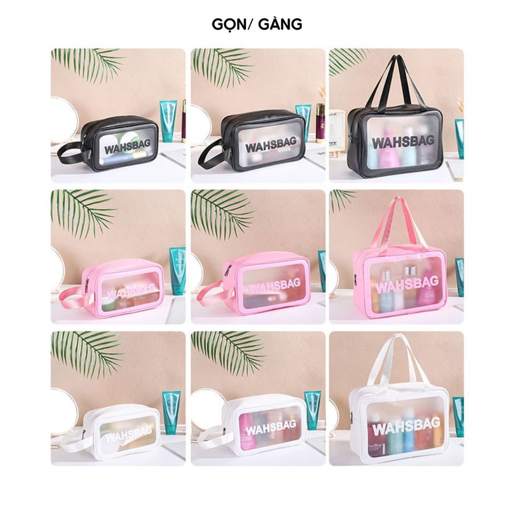 Túi đựng mỹ phẩm túi đựng đồ trang điểm WASHBAG trong suốt du lịch chống nước túi nữ có quai xách đồ bơi Gọn Gàng