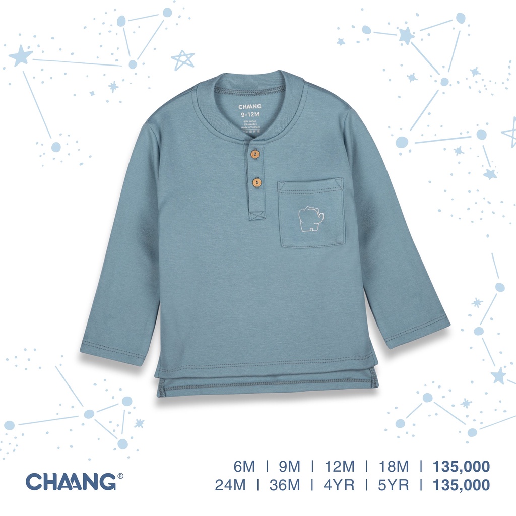 [CHAANG] Áo cổ trụ Cosmos xanh cổ vịt