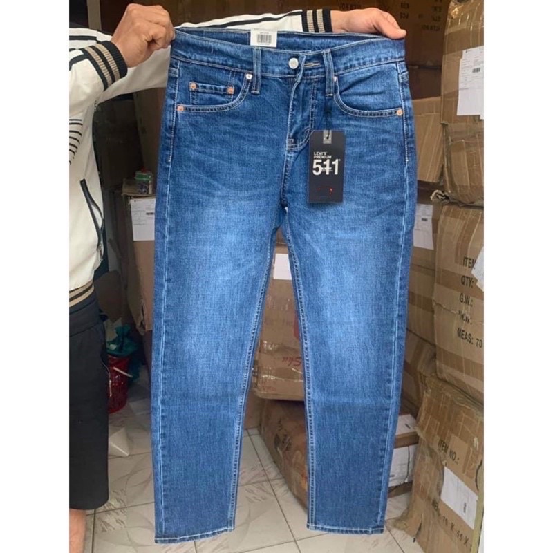 Quần jean nam ⚡ 𝗛𝗮̀𝗻𝗴 𝗰𝗮𝗼 𝗰𝗮̂́𝗽 ⚡ Quần bò đẹp ống đứng, chất co giãn thoải mái, màu xanh đá, trẻ trung, năng đ