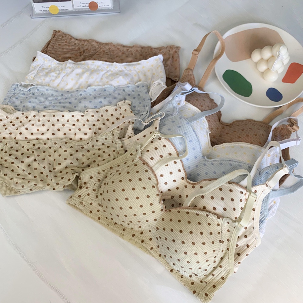1 Set Áo lót vải cotton + Quần Lót Chấm Bi Gợi Cảm Cho Nữ