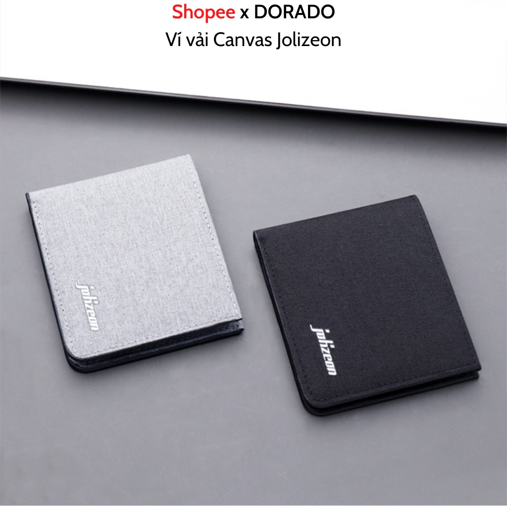 Ví vải Canvas nam nữ Jolizeon chống nước BASIC cao cấp, Bóp vải UNISEX ngang kiểu dáng Hàn Quốc Bền Đẹp - V127
