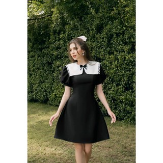 Armous- Đầm đen tiểu thư phối cổ trắng Celine