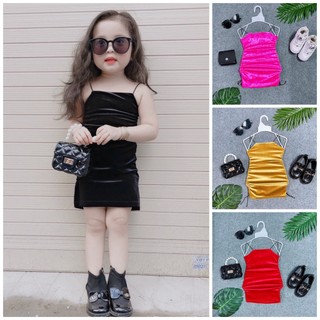 Đầm bé gái, đầm nhung kiểu hở lưng đan dây hàng thiết kế shop Nhã Uyên Kids dành cho bé 1 tuổi đến 8 tuổi mã D004