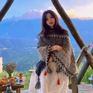 [ORDER] Áo len choàng hoạ tiết thổ cẩm boho (bohemian)