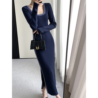 Đầm Sweater Dệt Kim Cao Cấp Dáng Dài Phong Cách Pháp Thời Trang Mùa Thu Mới