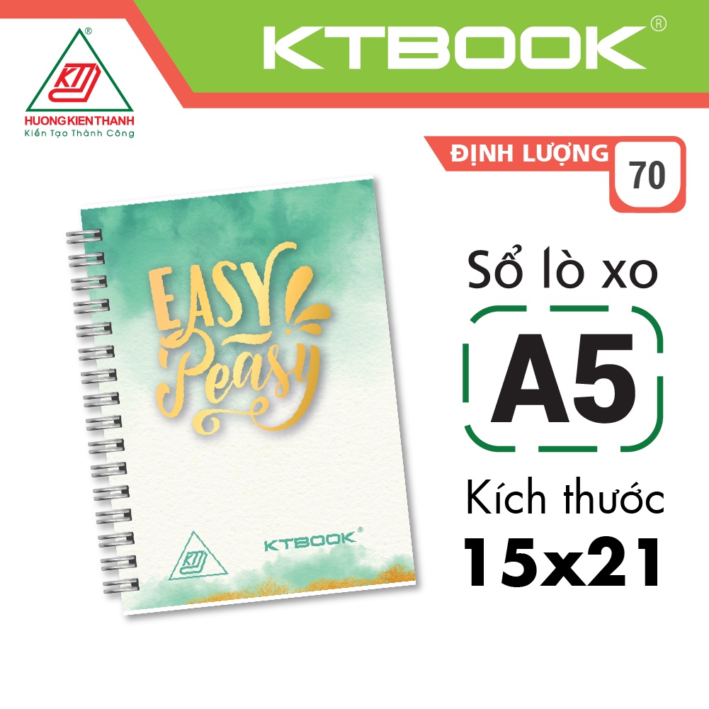 Số tay lò xo bìa cứng A5 KTBOOK 200 trang size A5 (1 cuốn/gói)