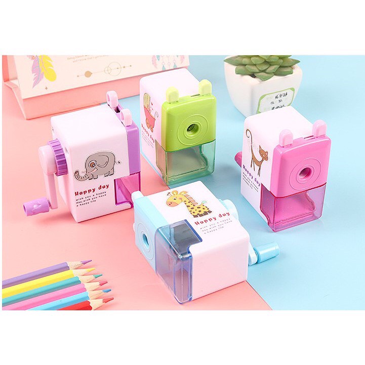 Gọt bút chì quay tay tiện dụng cho bé, xoáy bút chì có quay tay cầm hình kute_hàng chuẩn đẹp cho bé