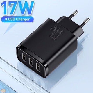 Củ sạc đa năng 3 cổng 17w Baseus, nhỏ gọn tiện lợi - Hưng Hoàng