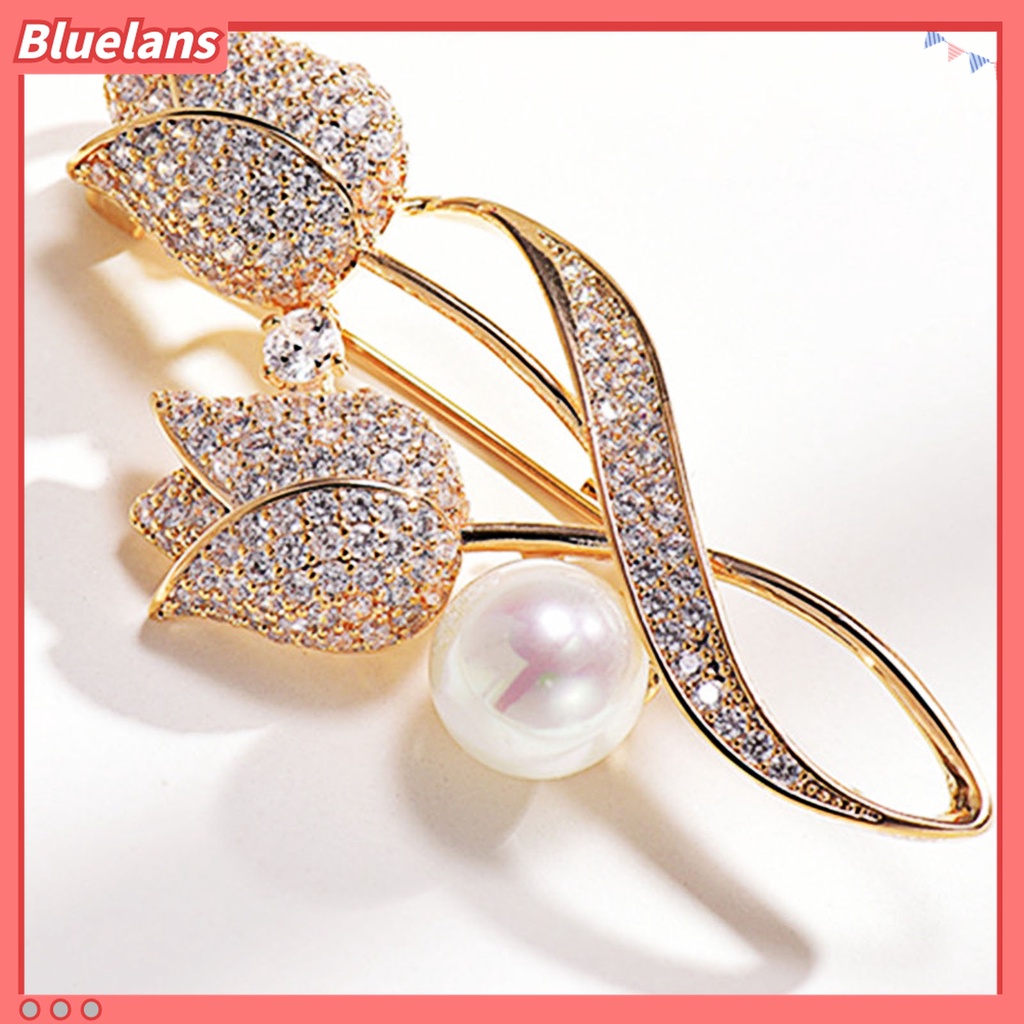 Ghim Cài Áo Hình Hoa Tulip Đính Ngọc Trai Nhân Tạo Thời Trang 48h