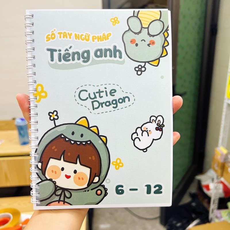 Sổ giấy lò xo trang trí sticker takenote tiếng anh cơ bản A6