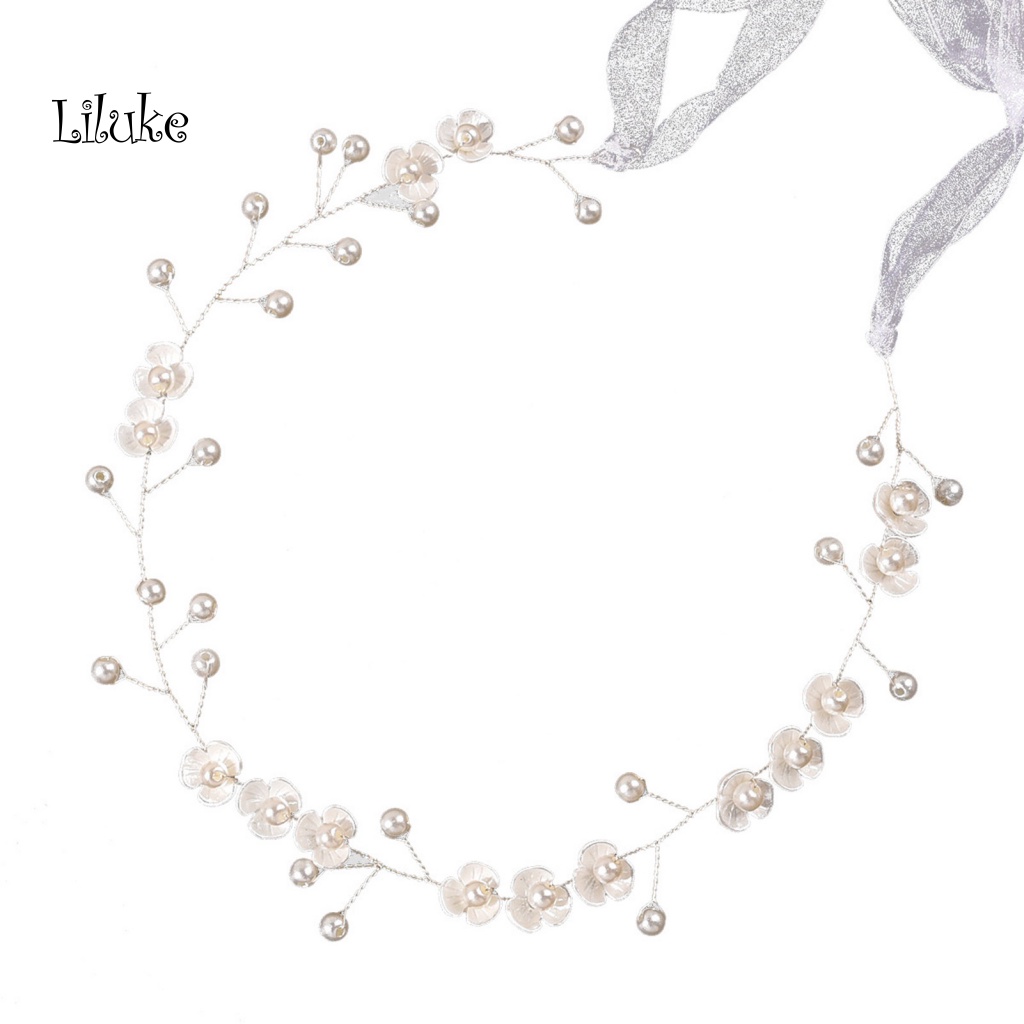 Băng Đô Hợp Kim Trang Trí Hoa Đính Ngọc Trai Giả Xinh Xắn Cho Nữ