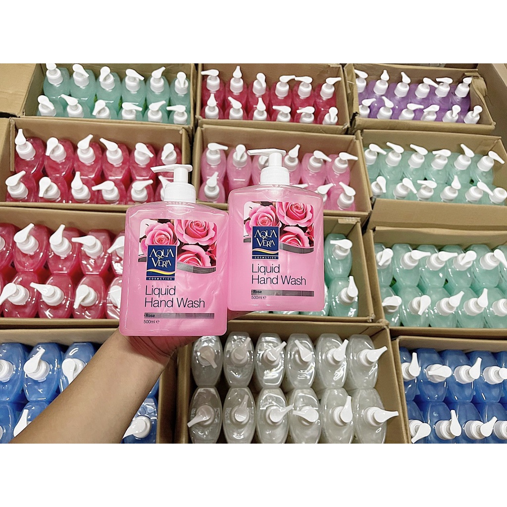 Nước rửa tay dưỡng da AquaVera hương hoa hồng 500ML