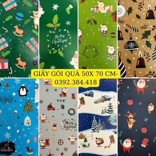 Giấy gói quà noel màu 1 mặt kt 50 x 70 cm 2024