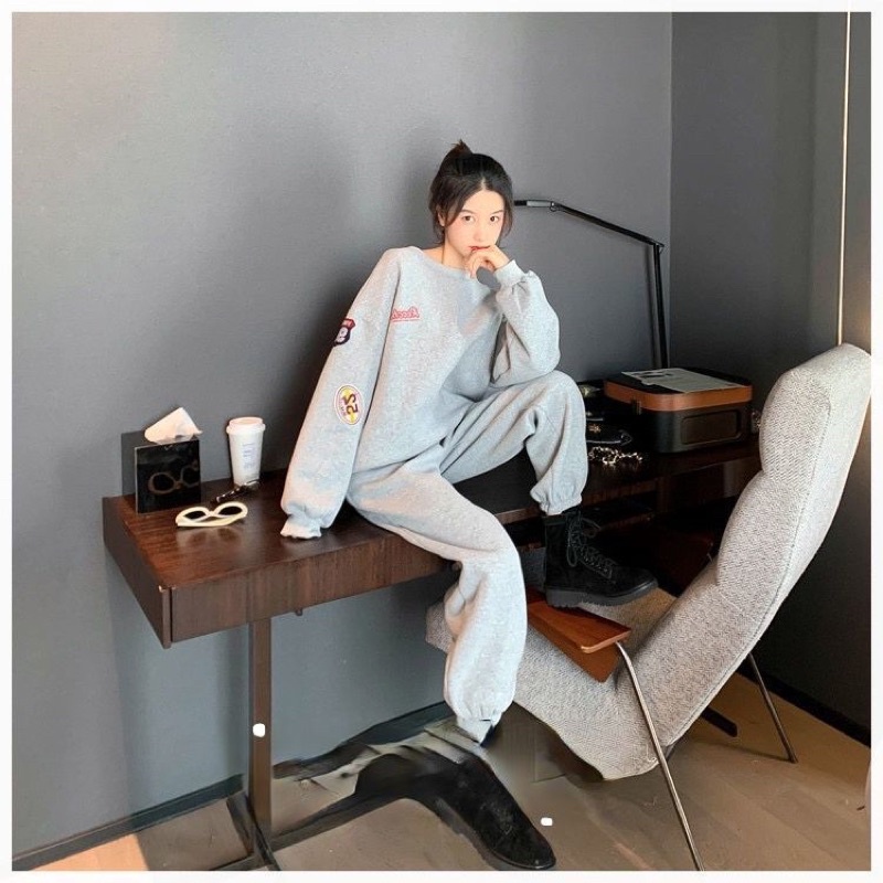 [HTSHOP]-Bộ đồ thể thao nữ mùa thu 2022 phong cách đường phố HQ dáng rộng