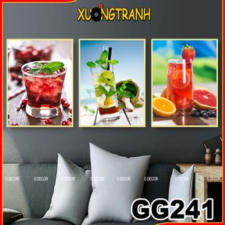 Tranh treo tường canvas 3 bức, tranh đồ uống trang trí phòng ăn, khách, phòng ngủ, cà phê, spa 241