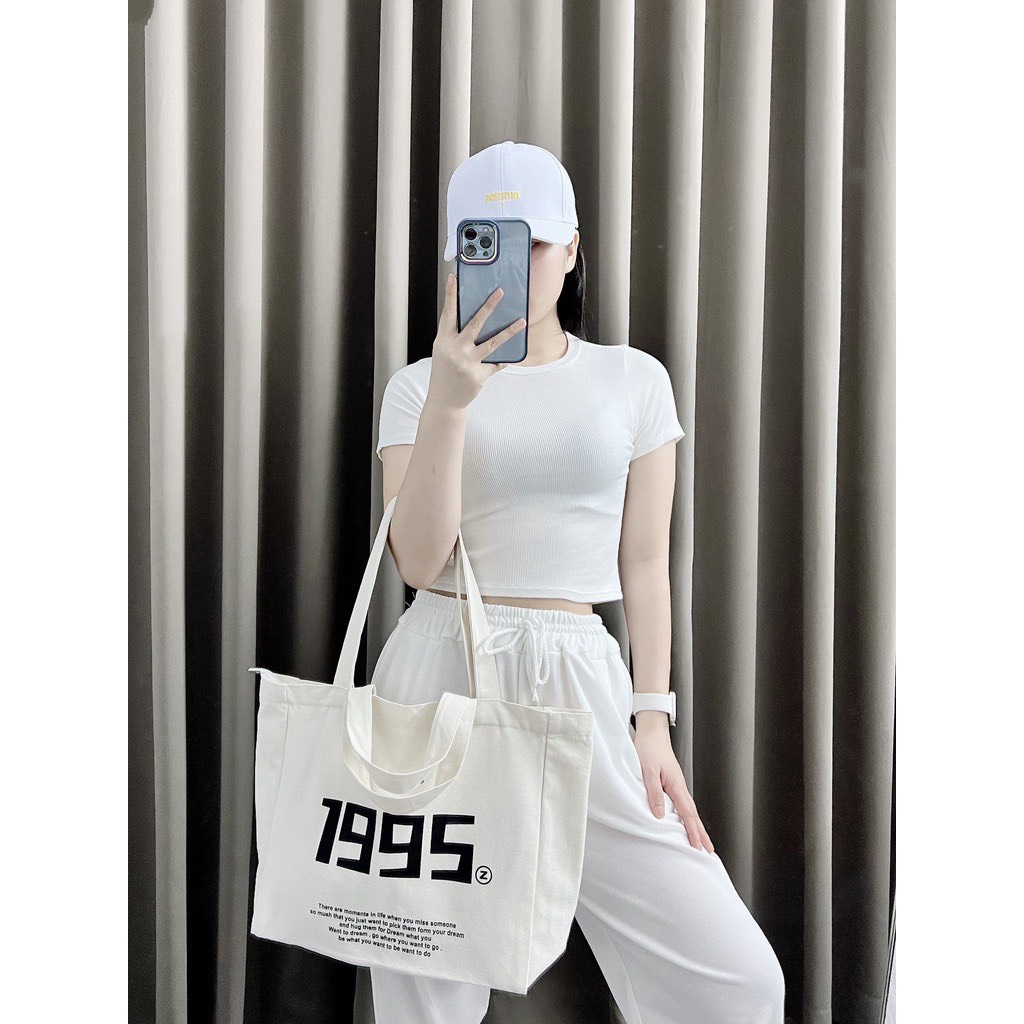 Túi tote vải canvas nam nữ unisex Đeo vai đi học đi chơi , túi xách đeo vải bố thời trang Hàn Quốc