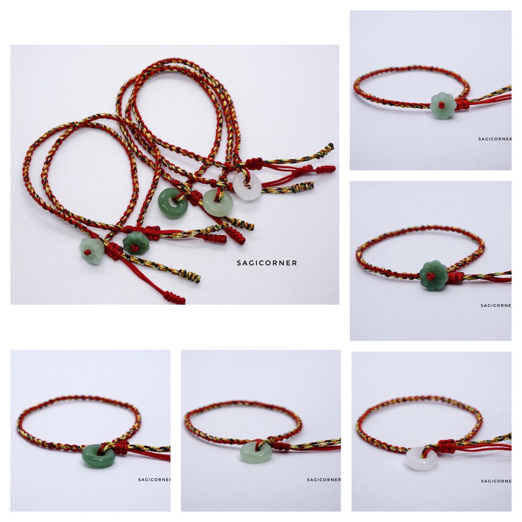 Vòng tay chỉ đỏ tết chỉ ngũ sắc kết đồng điếu, đài sen