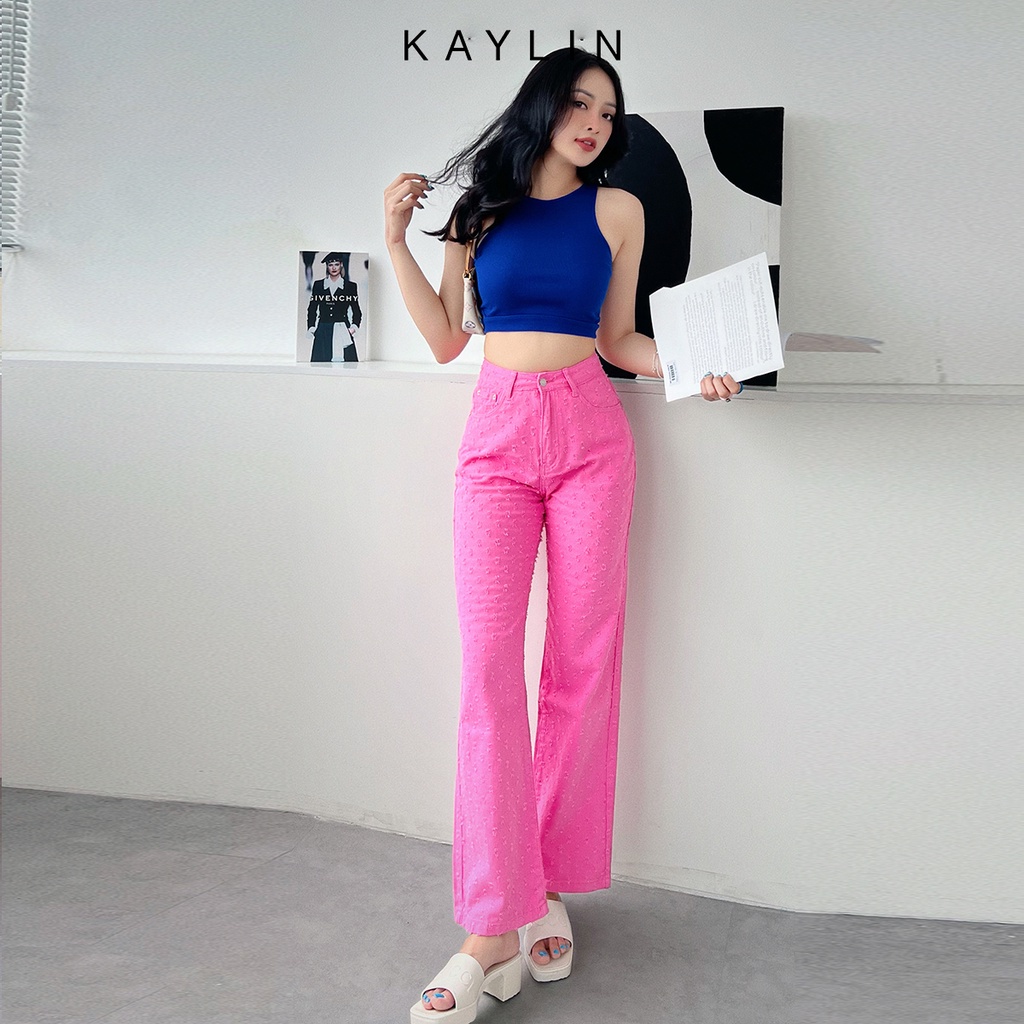 Quần jean nữ dáng suông xù nổi phong cách KAYLIN - N1767