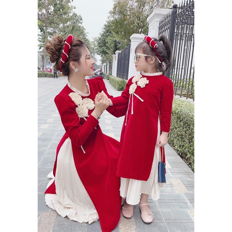 Set Áo Dài Tết Mẹ Bé, Áo Dài Cách Tân