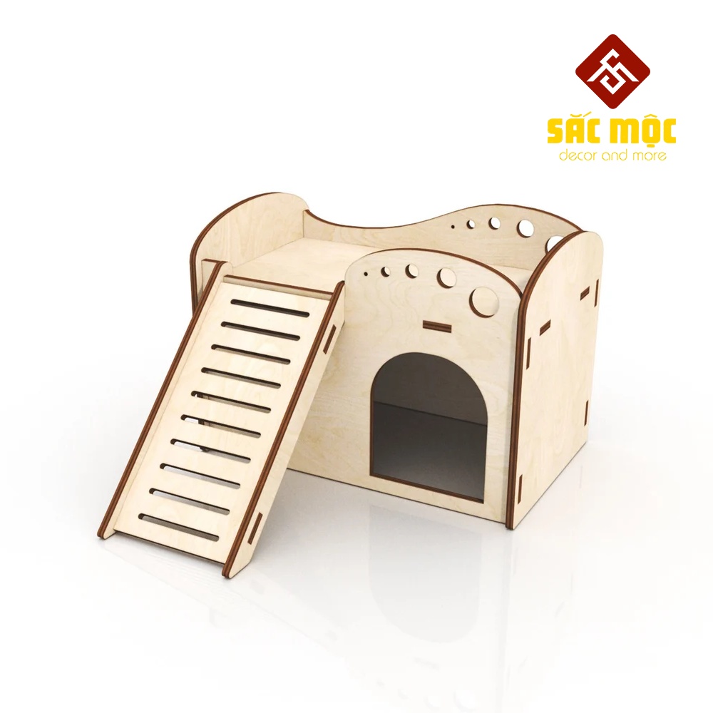 Mô Hình Nhà Cầu Thang #1 Gỗ Lắp Ráp Cho Chuột Hamster Size 19*12*13.5 cm