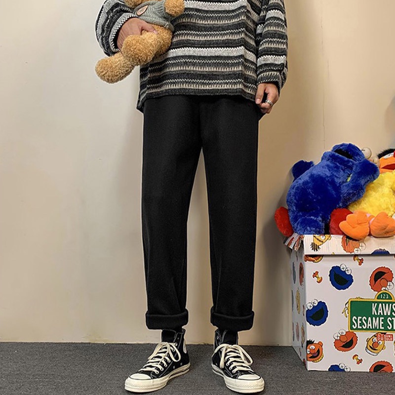 Quần dài AOKANG ống đứng dáng rộng màu sắc đơn giản thời trang thu đông kiểu Hàn Quốc cho nam