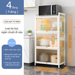 Kệ bếp đa năng, kệ lò vi sóng nhiều tầng có tấm chắn nhựa trong suốt chống bụi bẩn vô cùng tiện lợi
