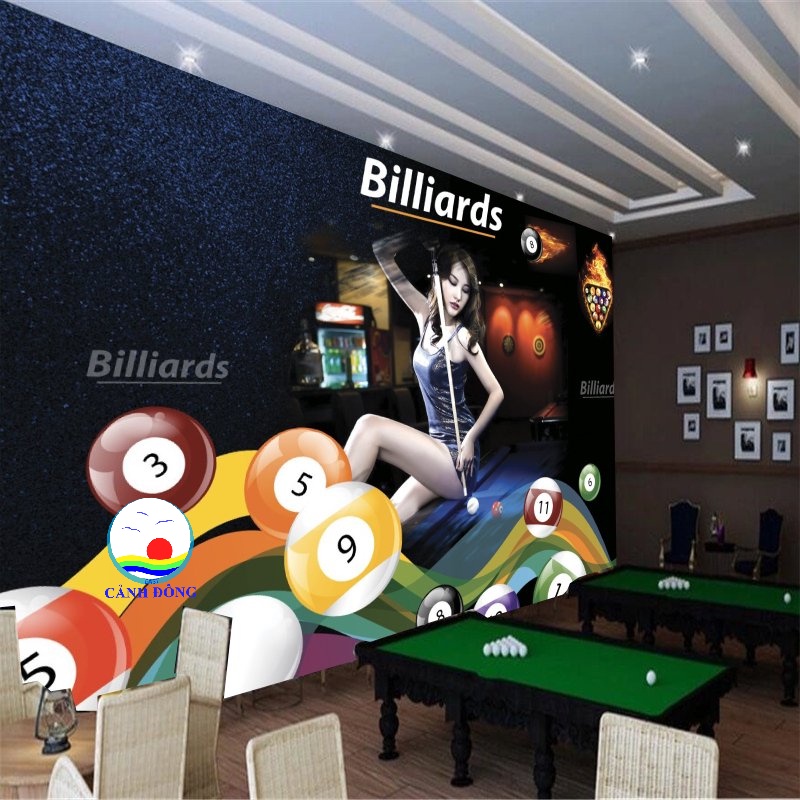 Decal dán kính trang trí quán bida Billiards Decal dán tường , kính, gỗ - in theo size yêu cầu trên nhiều chất liệu