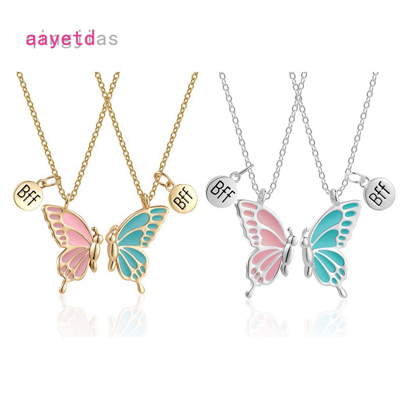 Aayetd Vòng cổ Tình Bạn Mặt Hình Bươm Bướm Phối Khoảng Cách Dài Phù Hợp Cho Tuổi Teen / Bạn Nữ