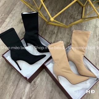 Bốt boot bigtree thun lụa gót nhọn fullbox hàng quảng châu cao cấp